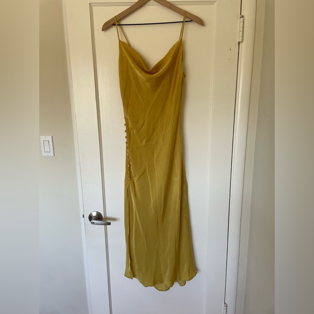 Zara Gold cowl neck slip dress